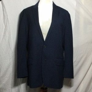 INC International slim fit dark blue pinstripe fancy men’s button up blazer